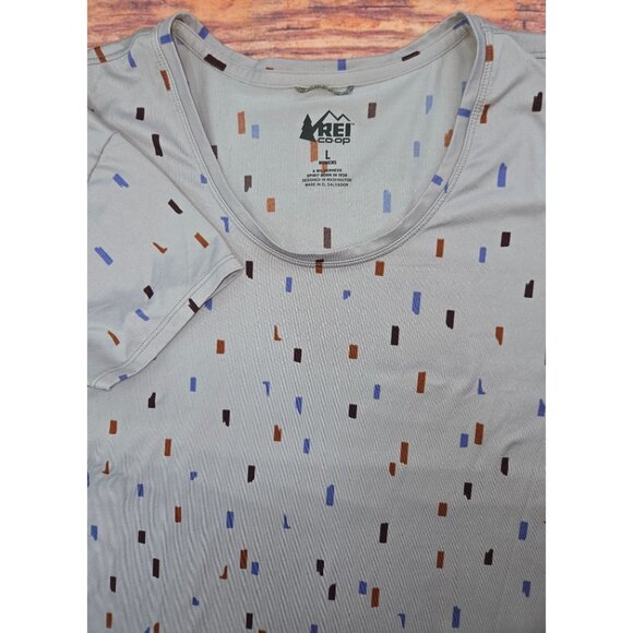 REI Co-Op Womens Large Wilderness T-Shirt Gray Geometric Print Short Sleeve - Picture 5 of 7